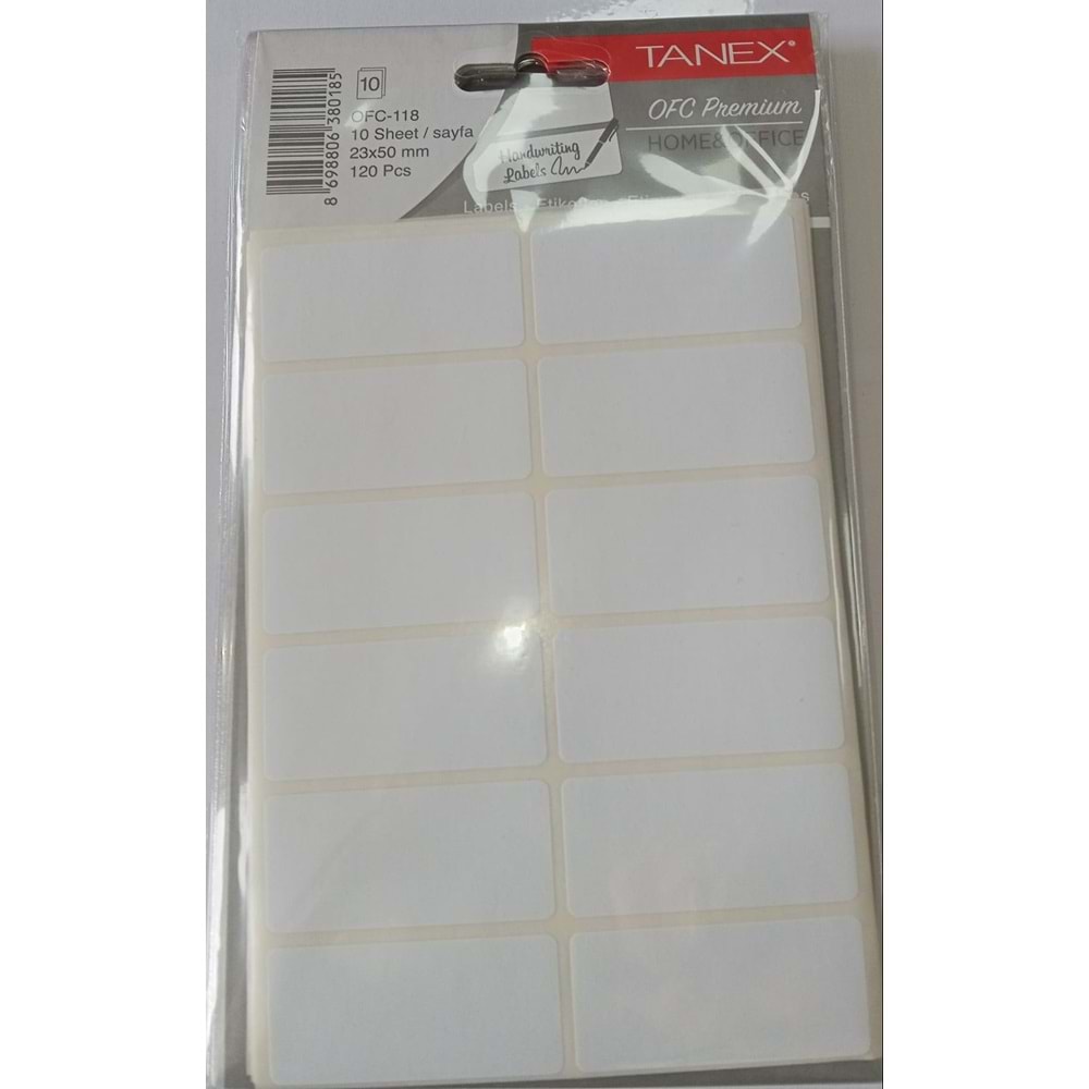 TANEX OFC-118 BEYAZ ETİKET